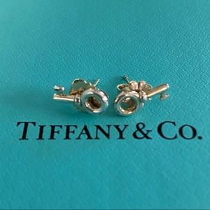 Tiffany sterling key lock earrings